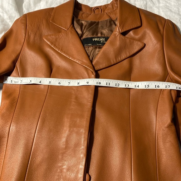 Caramel real leather jacket in well cared for condition.  Measurements in pics. - Picture 3 of 12